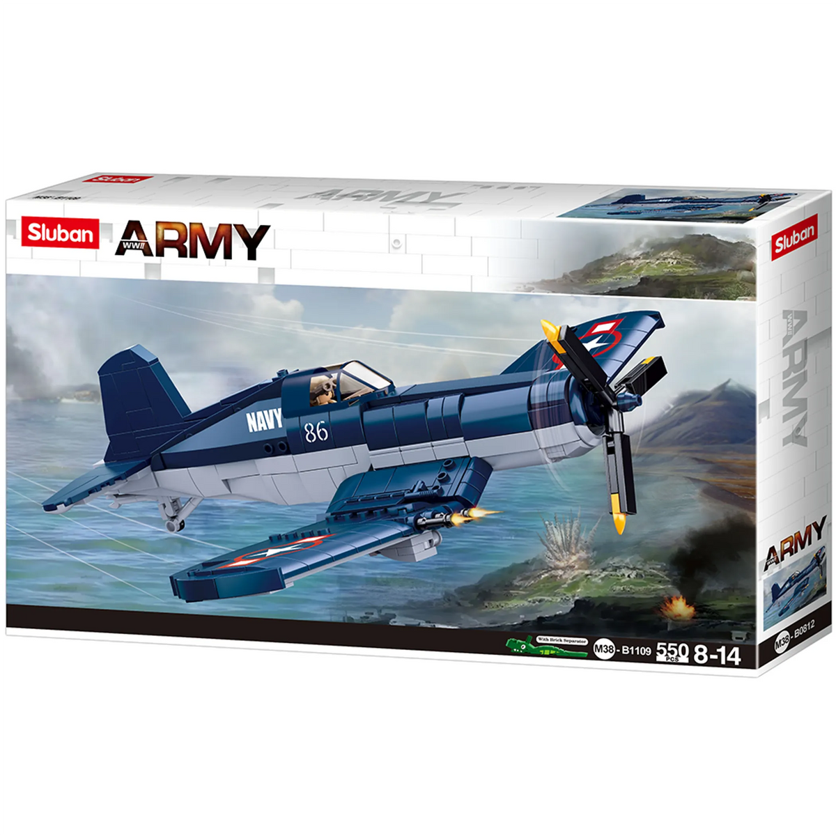 WWII F4U Corsair Fighter Plane Brick Kit (550 pcs)