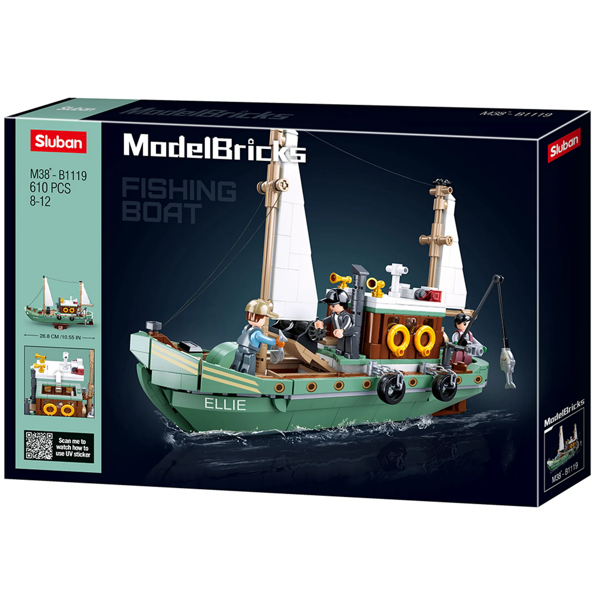 Fishing Sail Boat Building Brick Kit (610 pcs)