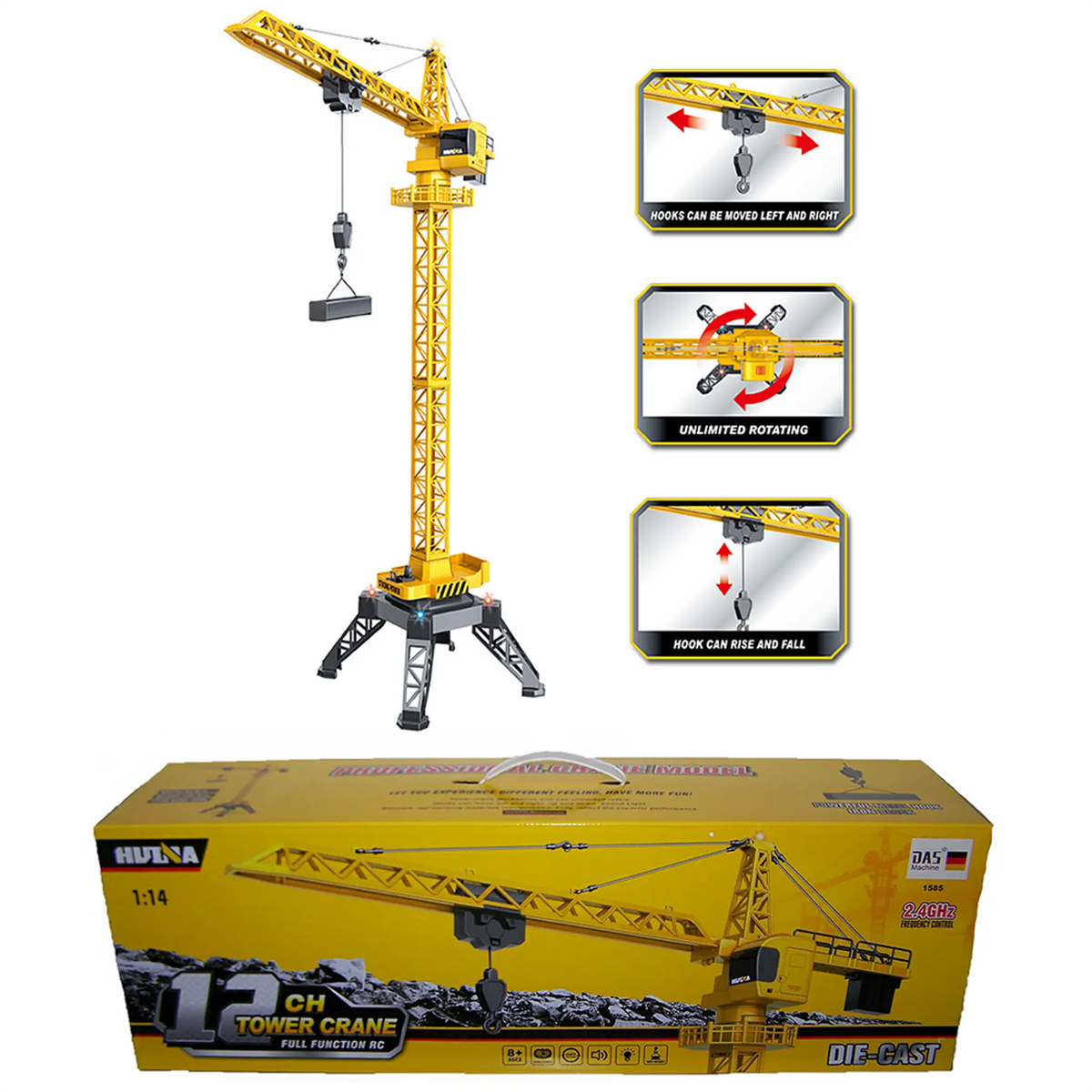 Huina 1585 RC Tower Crane Die-Cast Model (1:14)