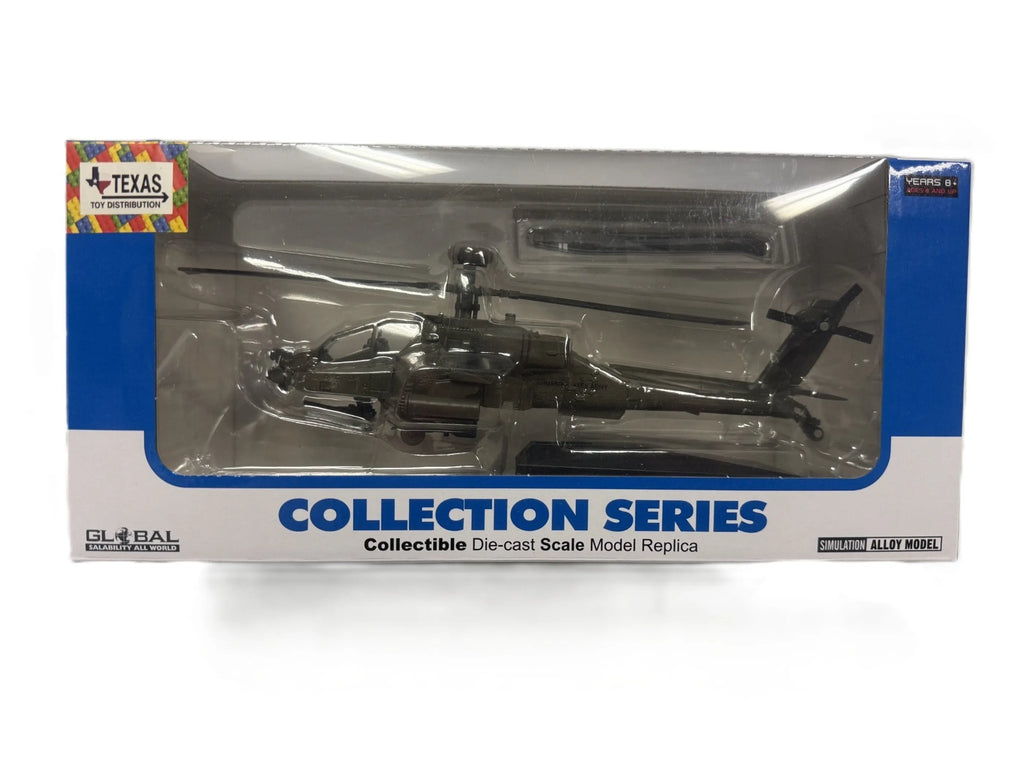 1:72 Die-Cast AH-64 Apache Helicopter Model
