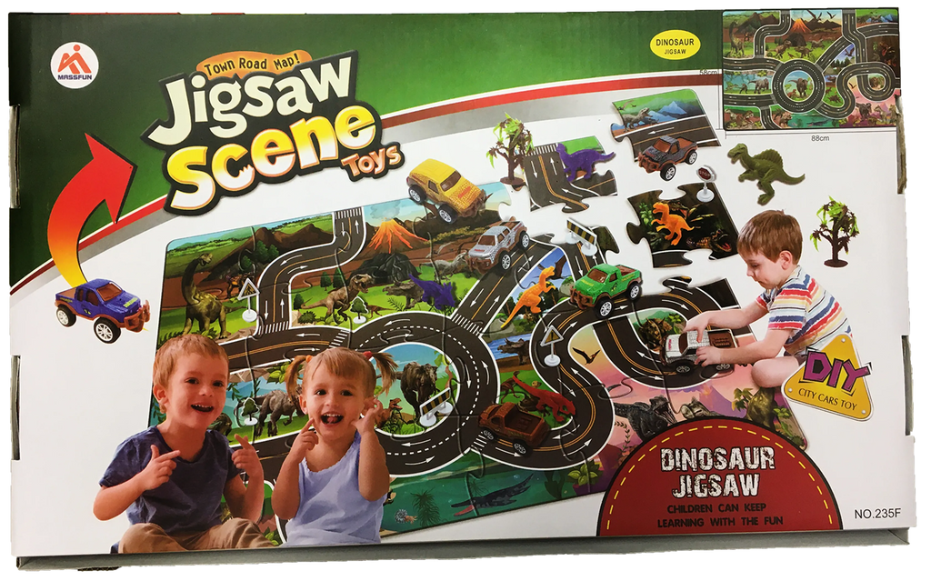 Dinosaur Road Map Floor Puzzle Set