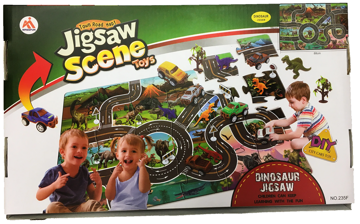 Dinosaur Road Map Floor Puzzle Set