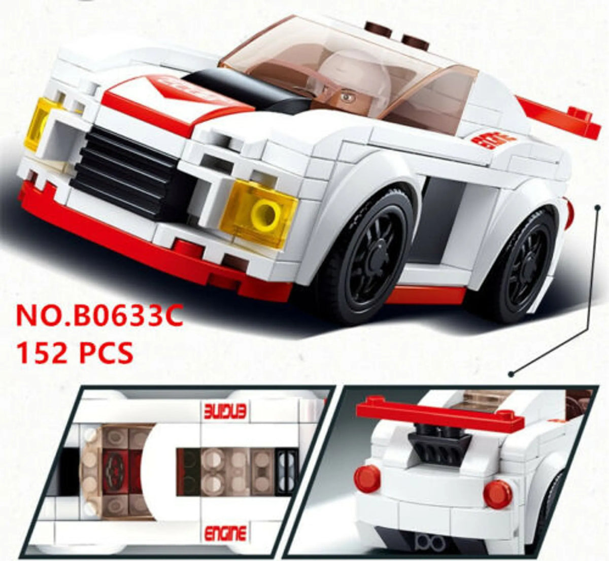 Car Club Knight Race Car Brick Kit (152 pcs)