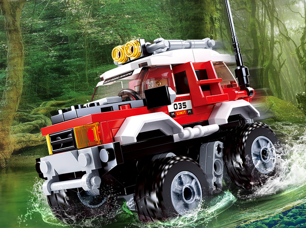 Car Club Offroad Building Brick Kit, Red (145 pcs) - view 3