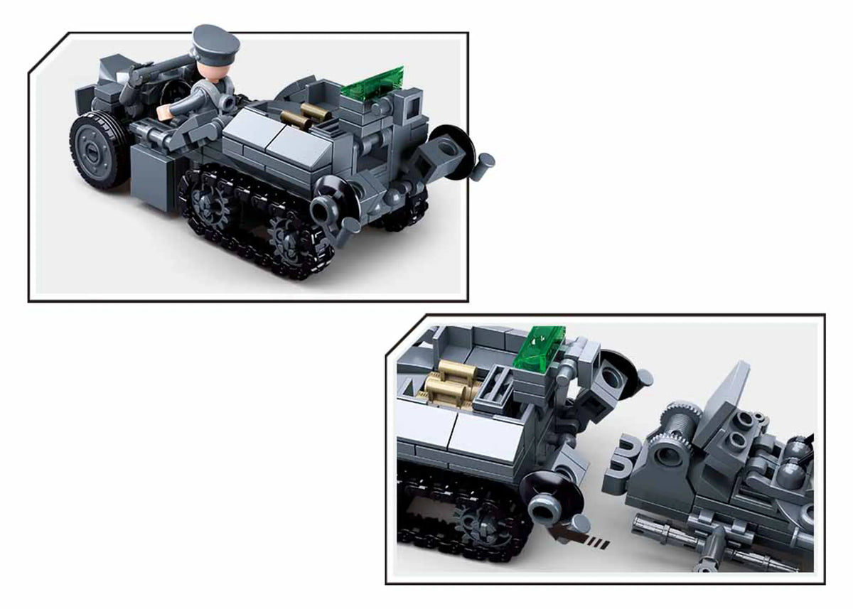 WW2 Army 4-in-1 Armored Vehicle Brick Kit (353 pcs)