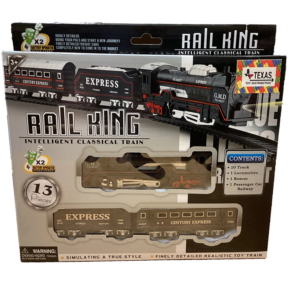 Rail King 13-Piece Train Set with Locomotive