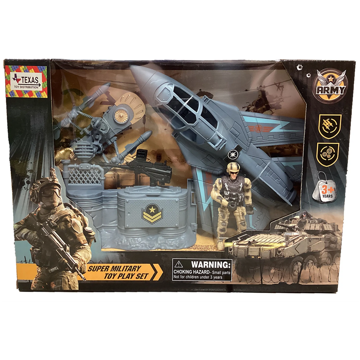 Military Play Set with Soldier Figure, Jet and Base