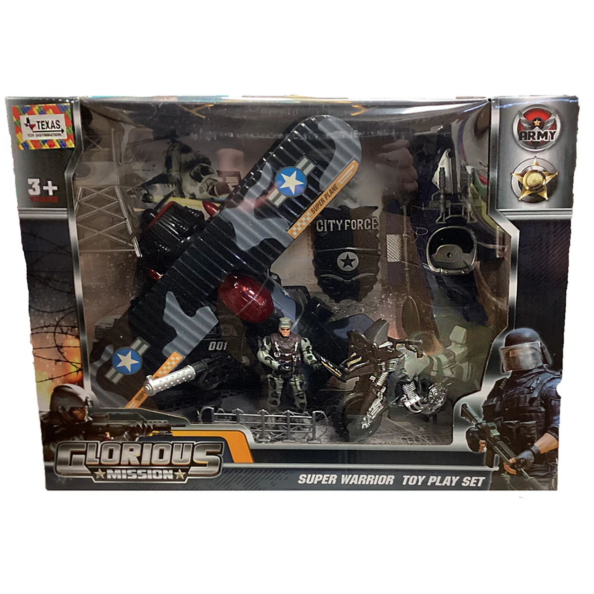 Military Camo Biplane Playset with 4 Soldier Figures