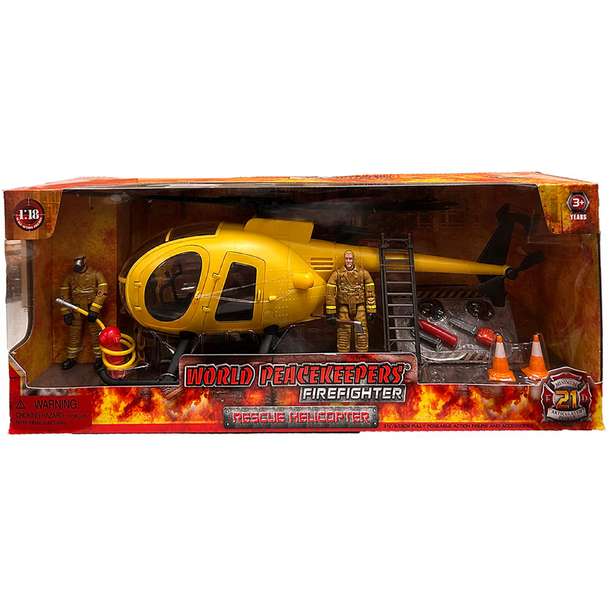 World Peacekeepers Fire Rescue Helicopter with 2 Figures