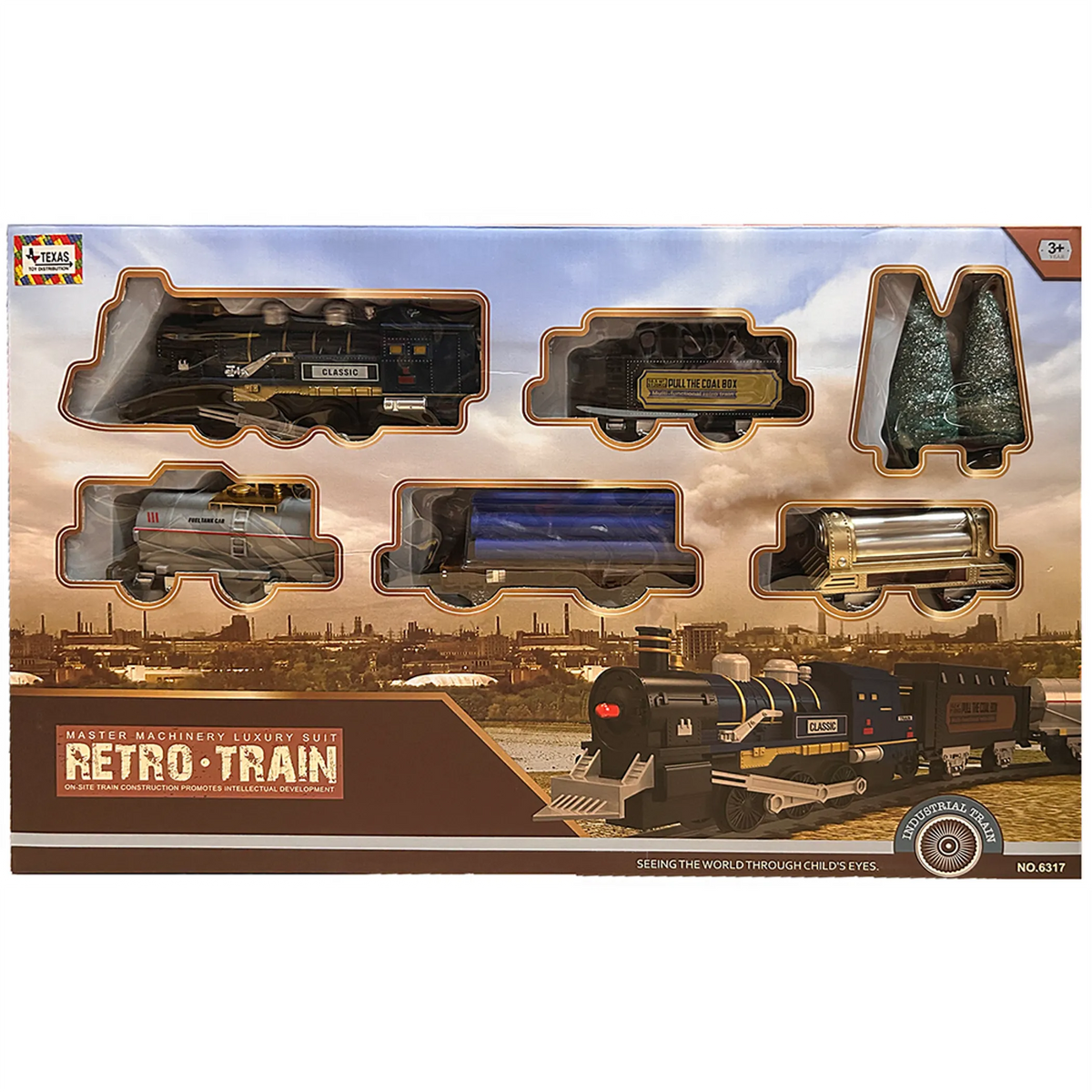 Retro Train Set with Assorted Cars and Tracks