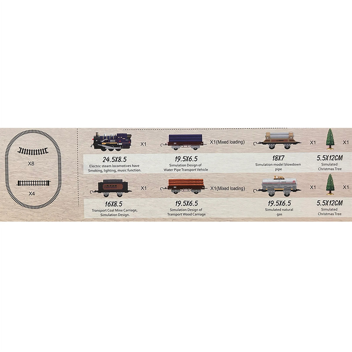 Retro Train Set with Assorted Cars and Tracks