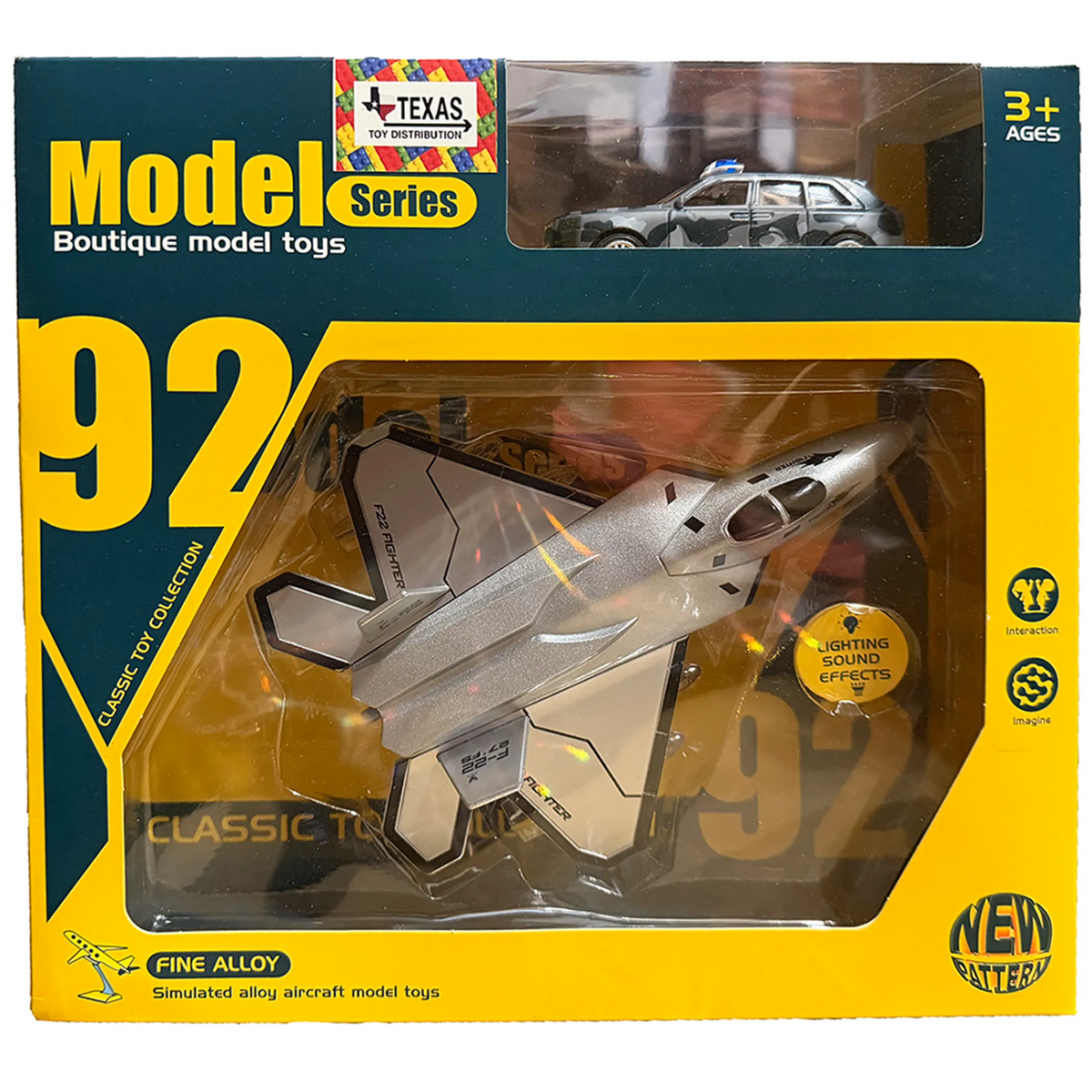 F-22 Pull-Back Fighter Jet and Camo Police Car Set