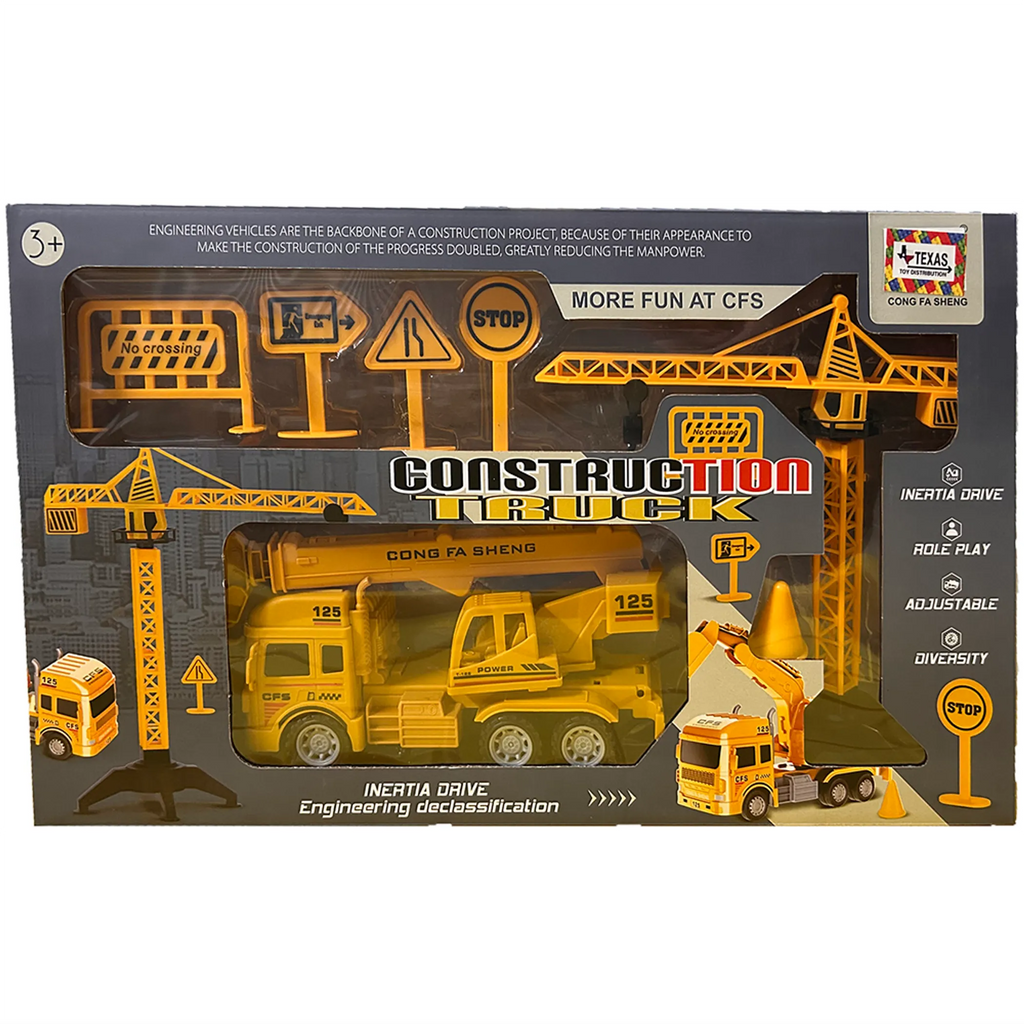 Construction Vehicle Set with Sign Accessories