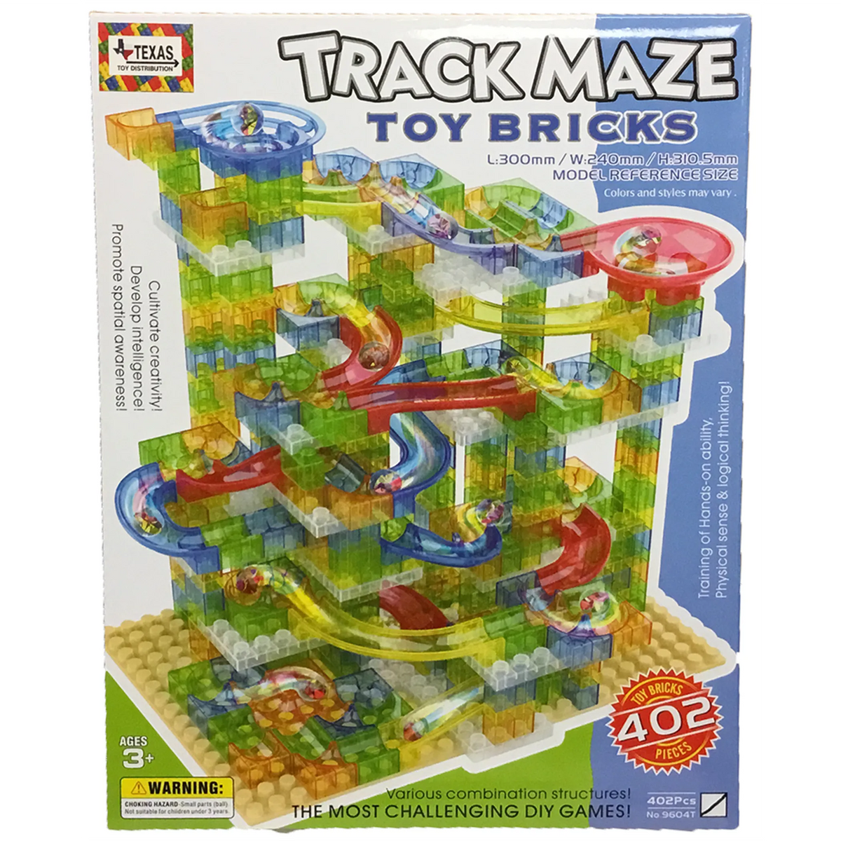 Translucent Brick Marble Run Building Set (402 pcs)