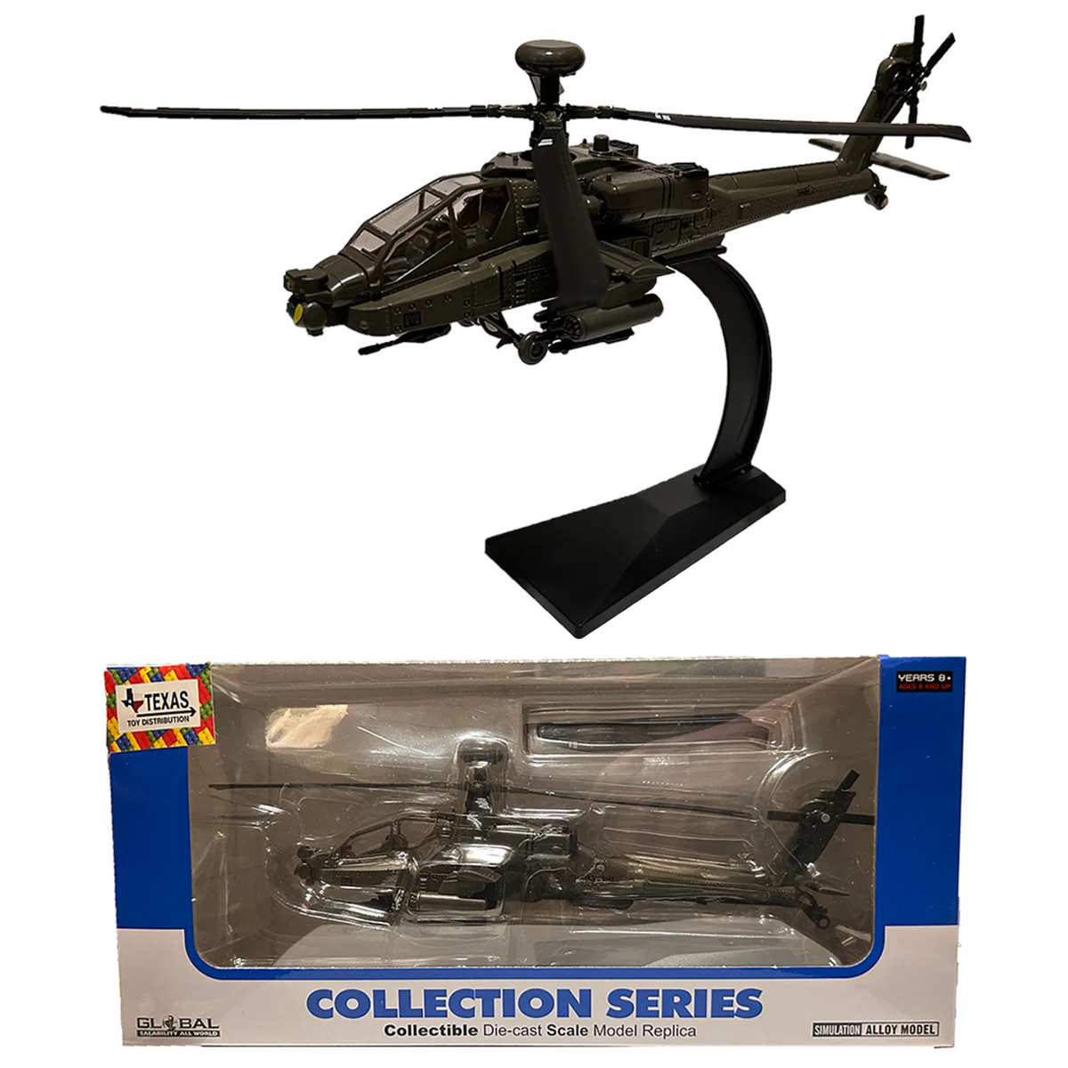 Apache Helicopter 1:64 Scale Metal Model