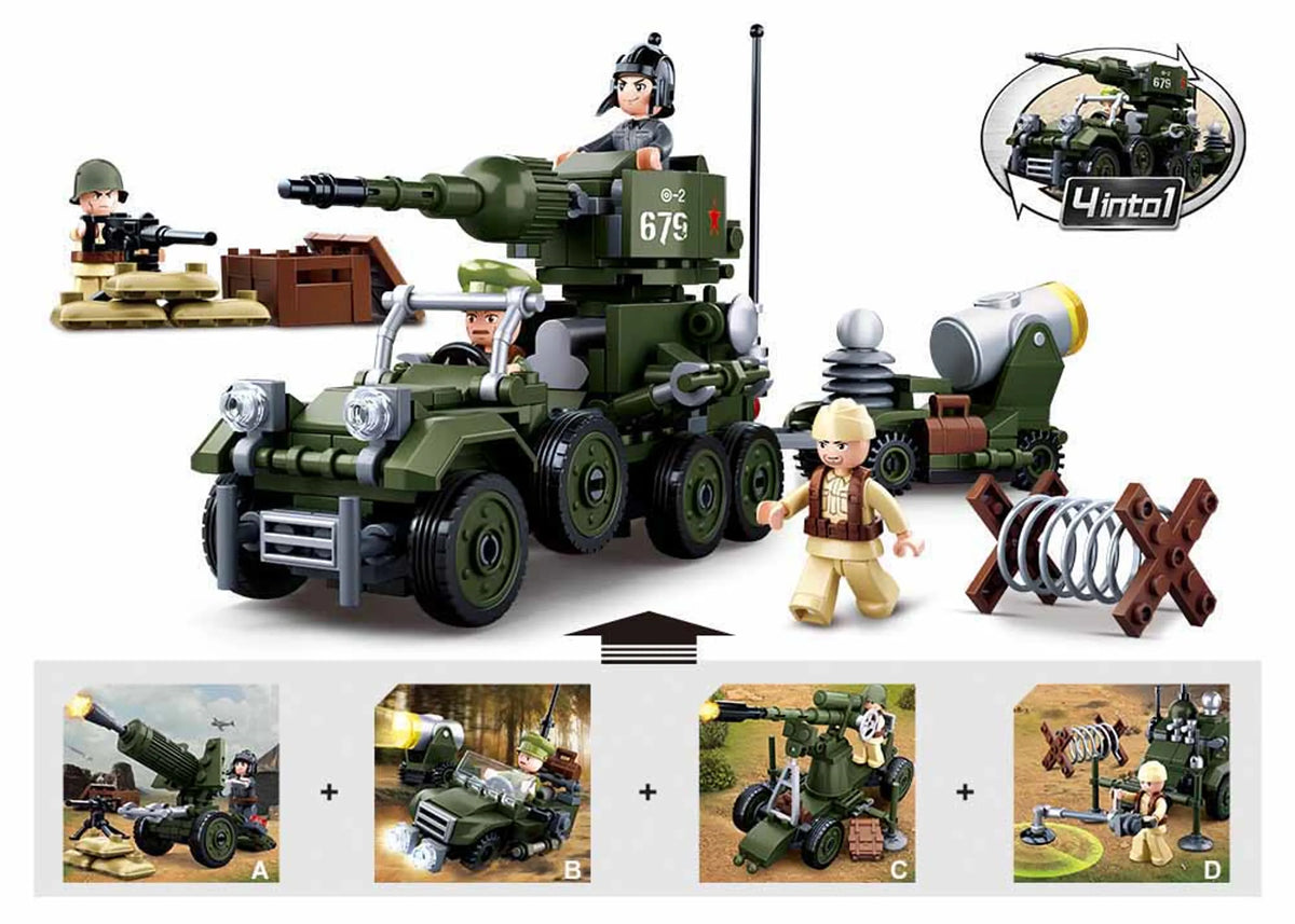 WWII 4-in-1 Half Track Brick Kit Gift Box (353 pcs)