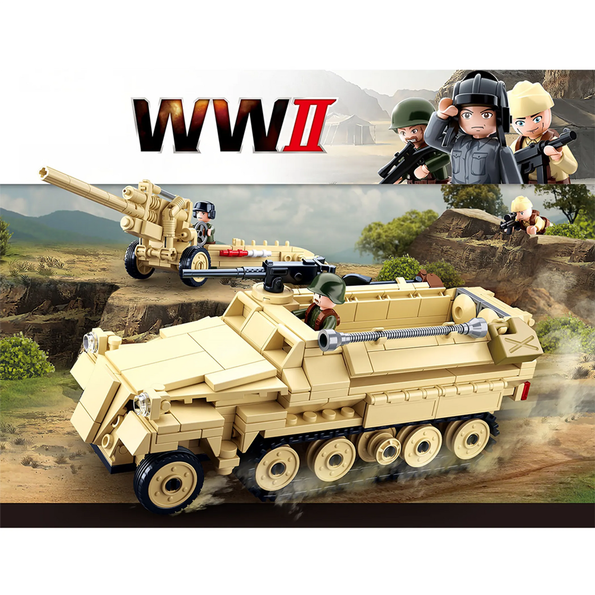 WWII Sd.Kfz. 251 Half-Track K18 Cannon Kit (460 pcs)