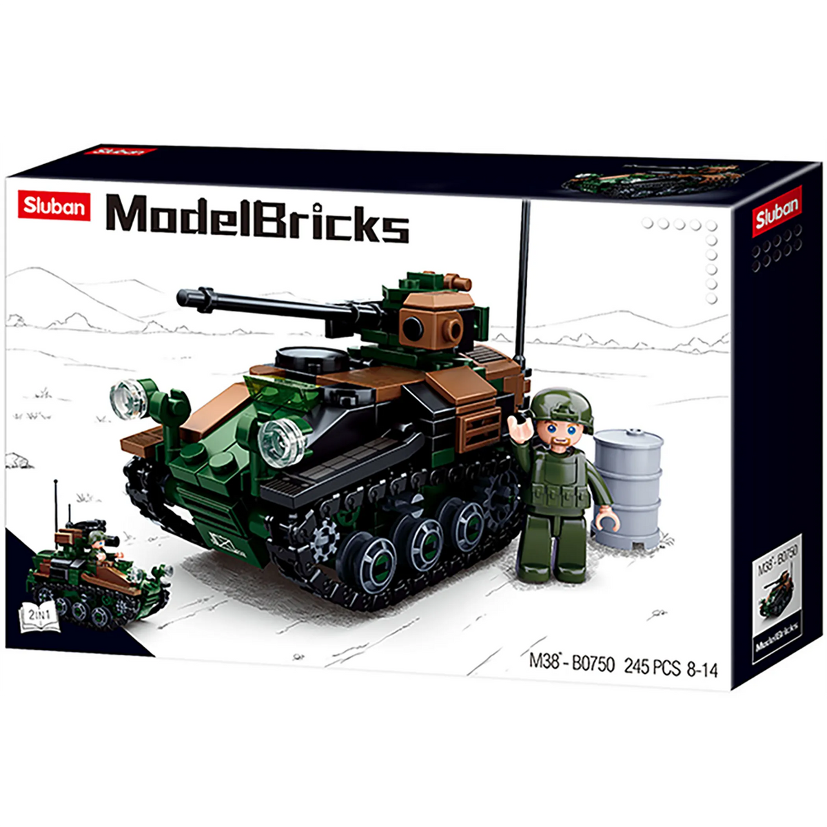 2-in-1 Wiesel Armored Weapons Carrier Brick Kit (245 pcs)
