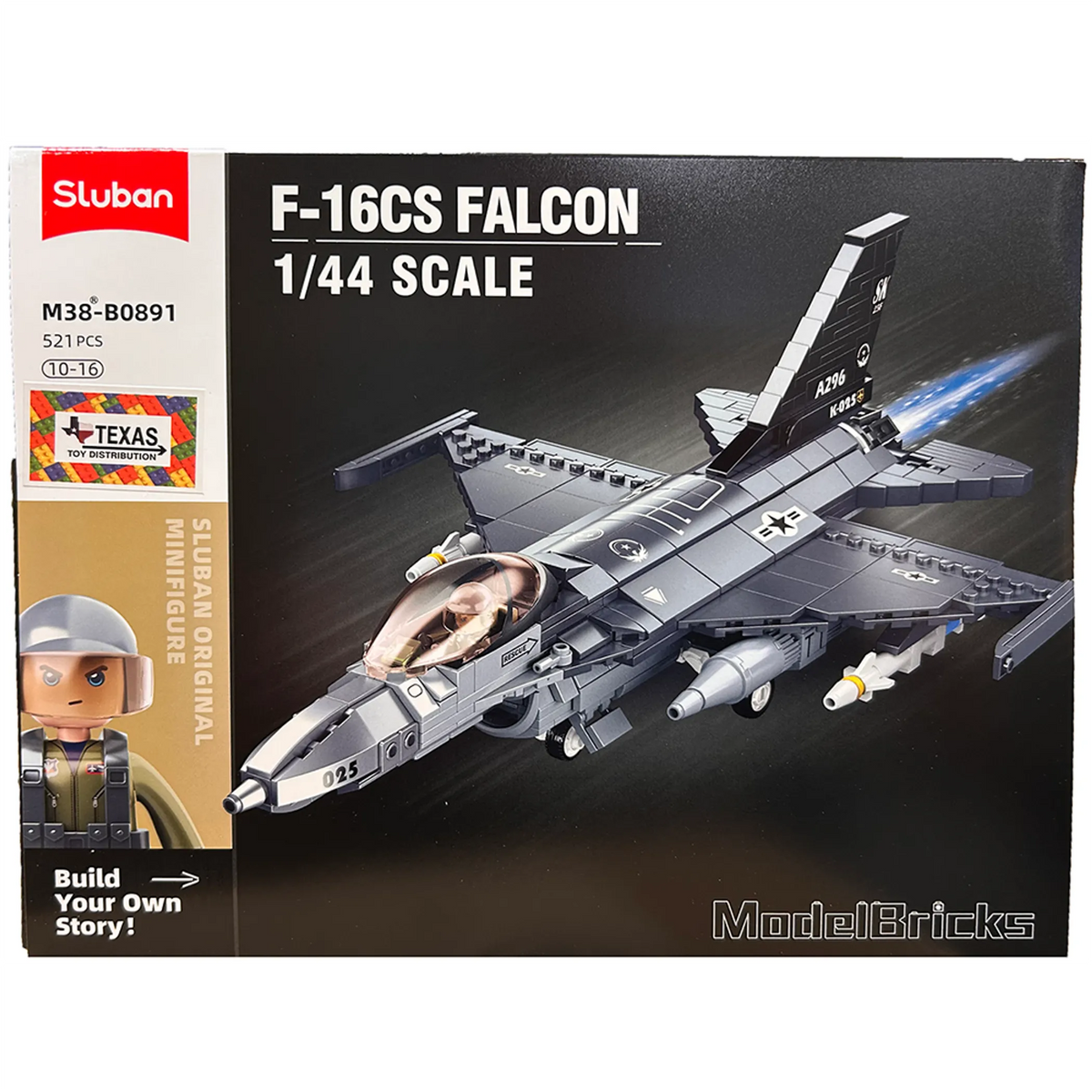 F-16C Falcon Fighter Jet Building Brick Kit (521 pcs)