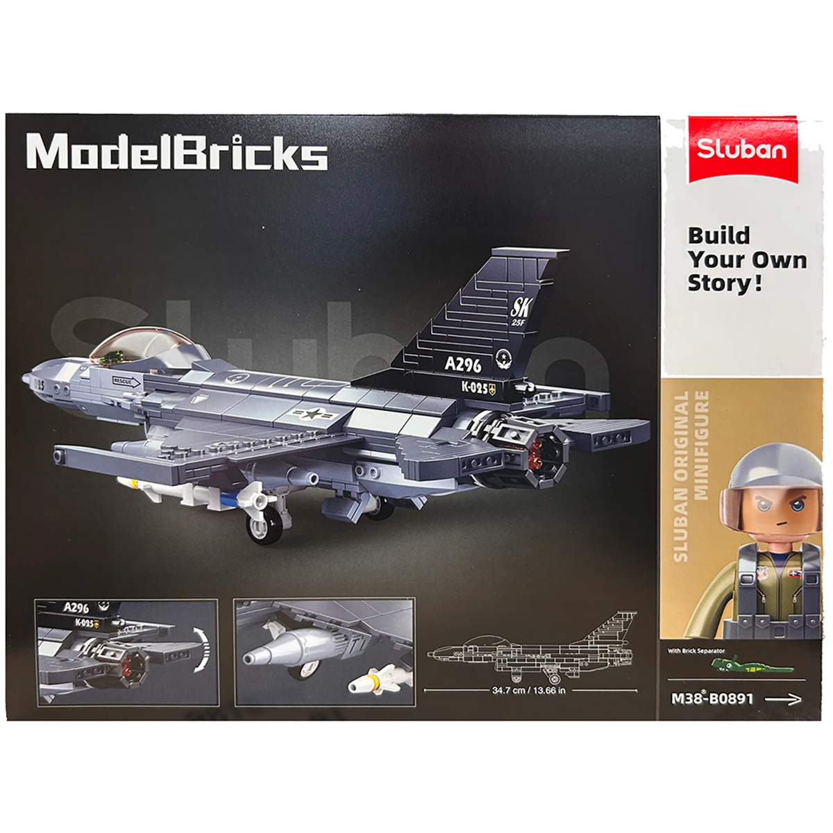 F-16C Falcon Fighter Jet Building Brick Kit (521 pcs)