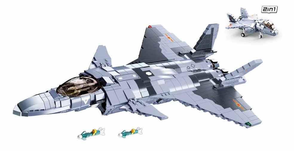 2-in-1 J-20 Mighty Dragon Fighter Jet Brick Kit (926 pcs)
