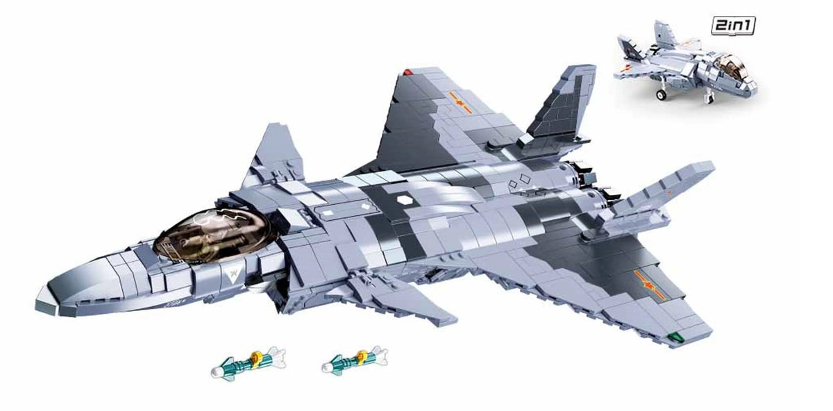 2-in-1 J-20 Mighty Dragon Fighter Jet Brick Kit (926 pcs)