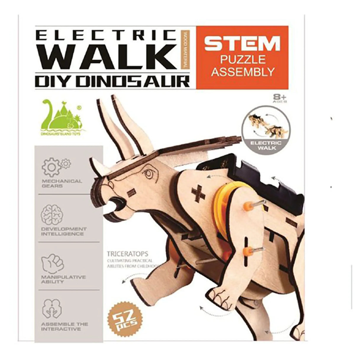 Triceratops DIY Electric Wooden STEM Kit (52 pcs)