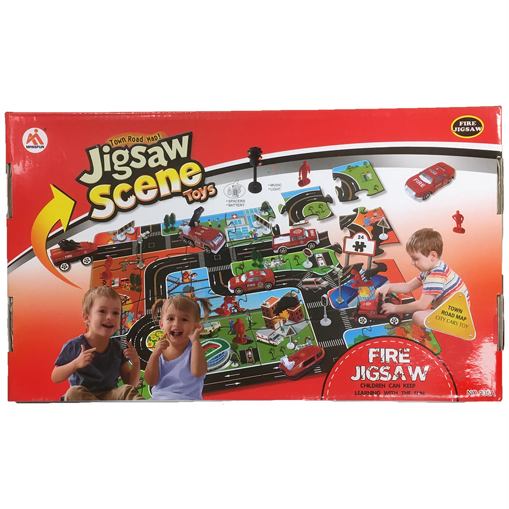 Fire Rescue Jigsaw Floor Puzzle with Vehicles