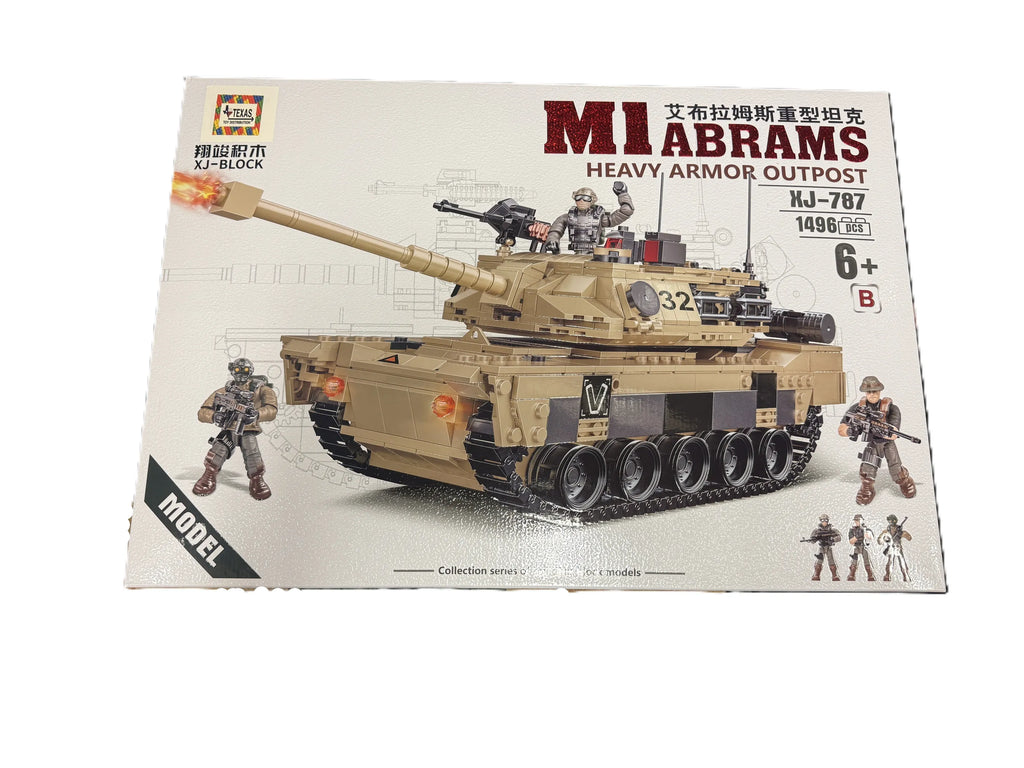 M1 Abrams Tank & Outpost Building Brick Set (1496 pcs)