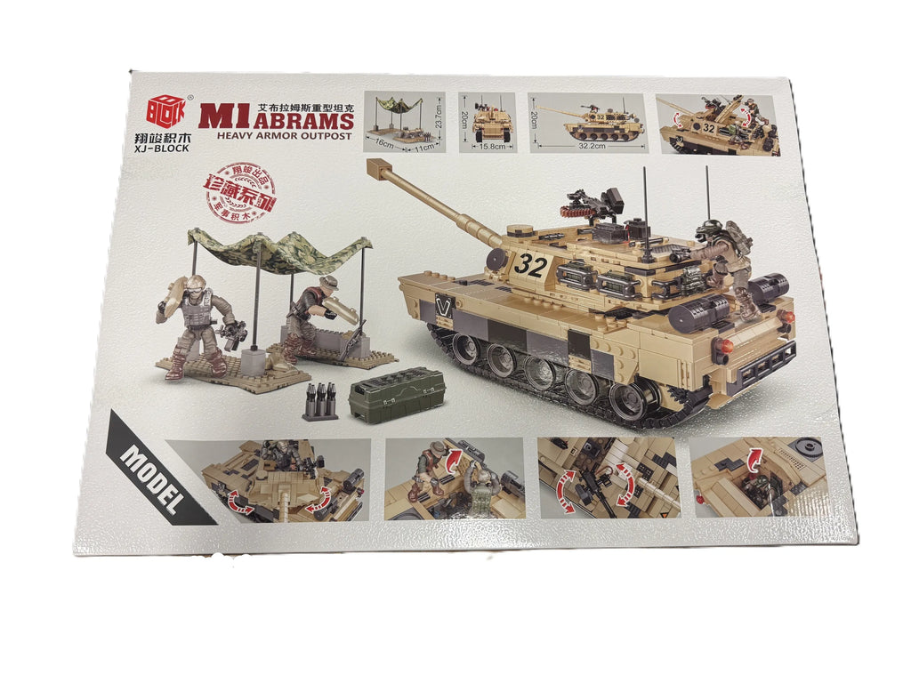 M1 Abrams Tank & Outpost Building Brick Set (1496 pcs)