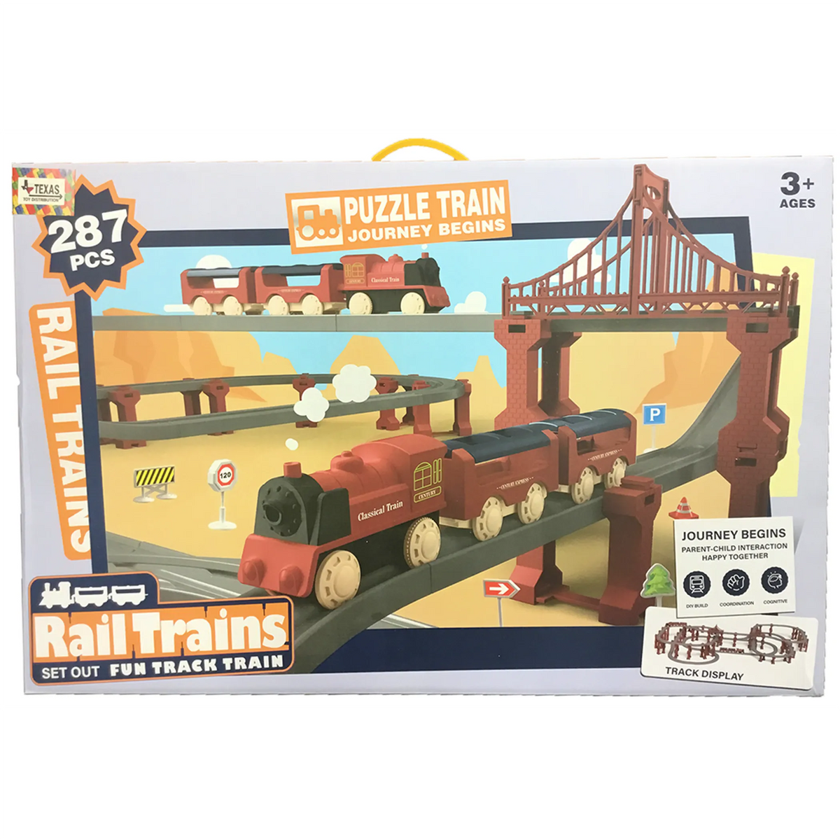 Rail Trains Fun Track Set with Bridge (287 pcs)