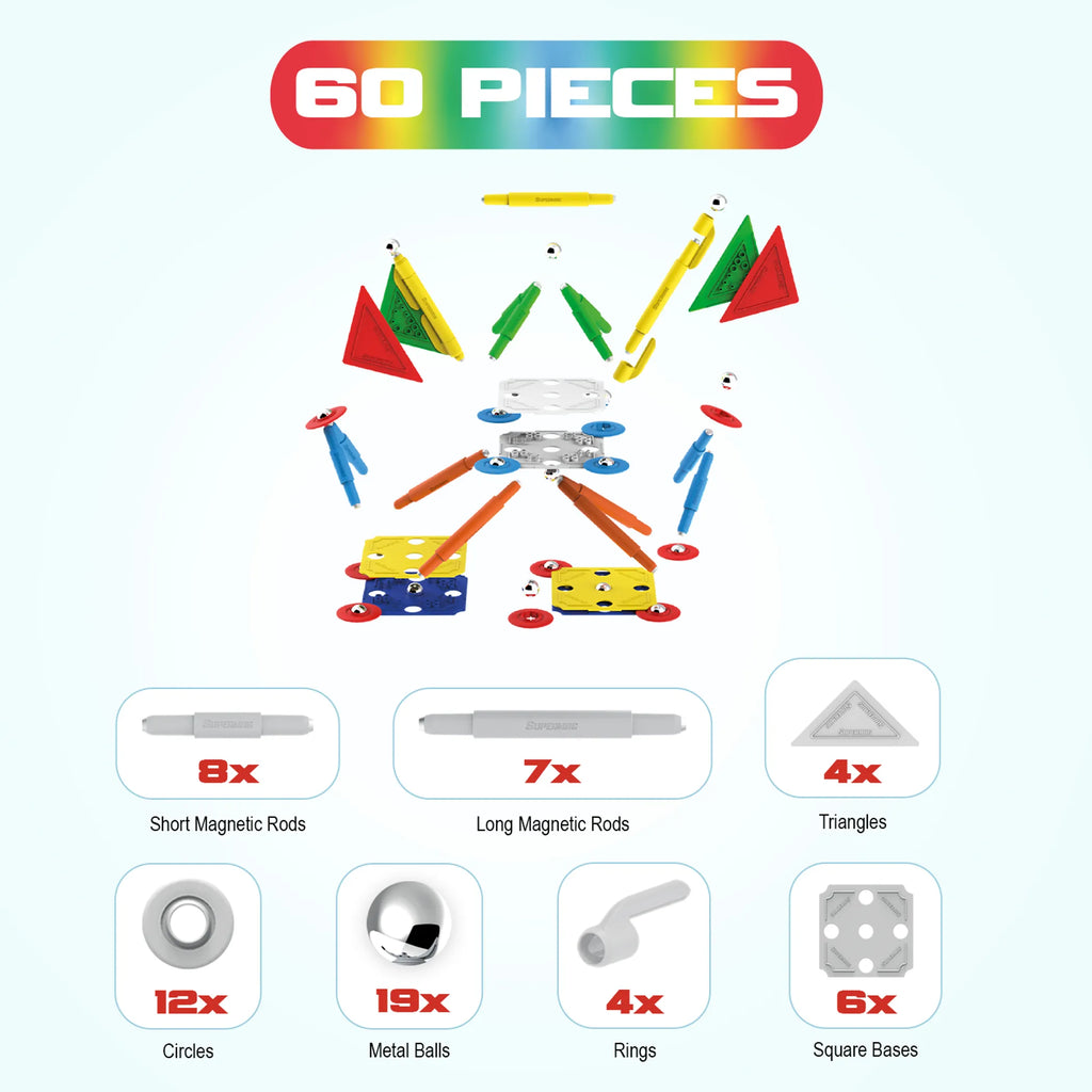 Tinamiri Supermag Magnetic Building Set (60 pcs)