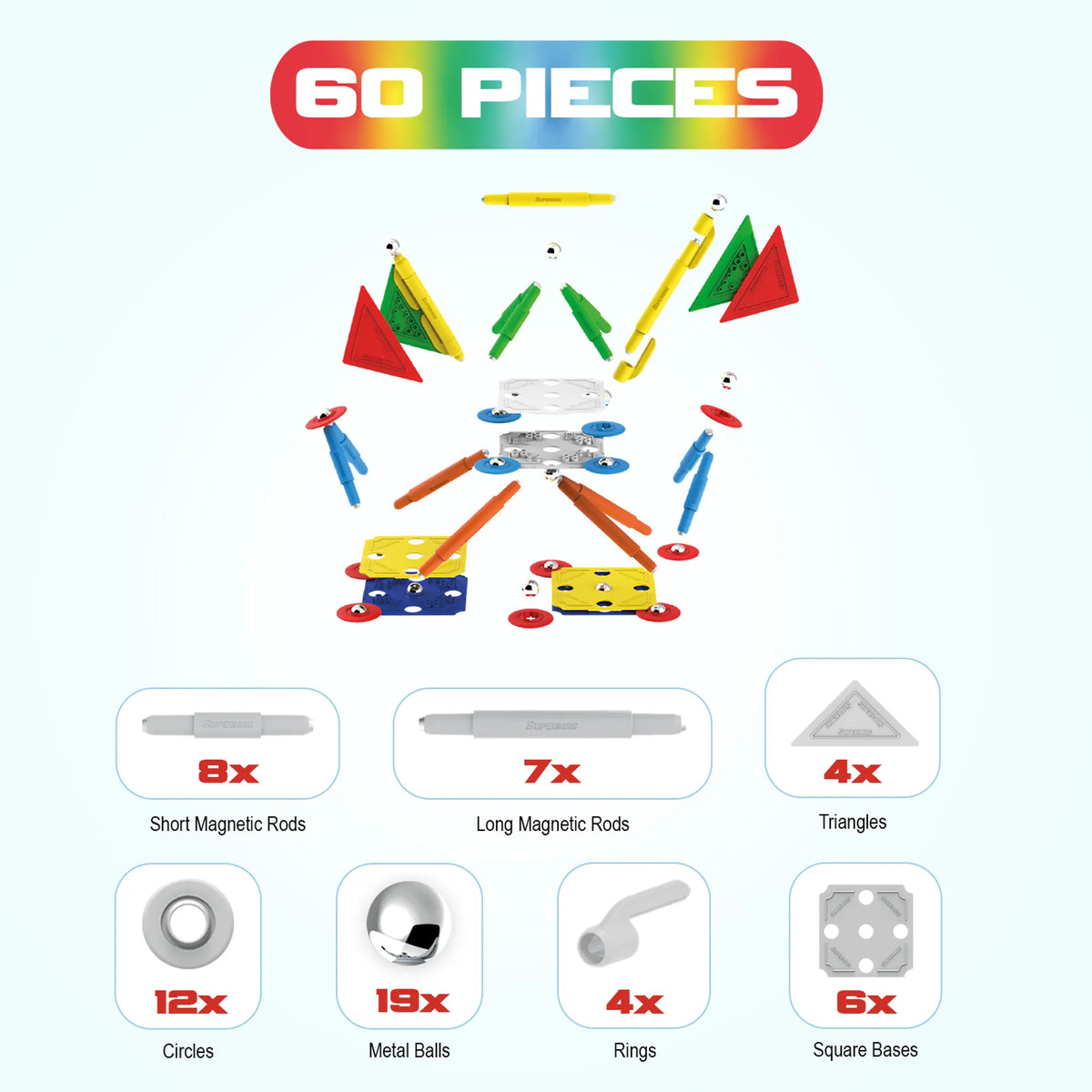 Tinamiri Supermag Magnetic Building Set (60 pcs)