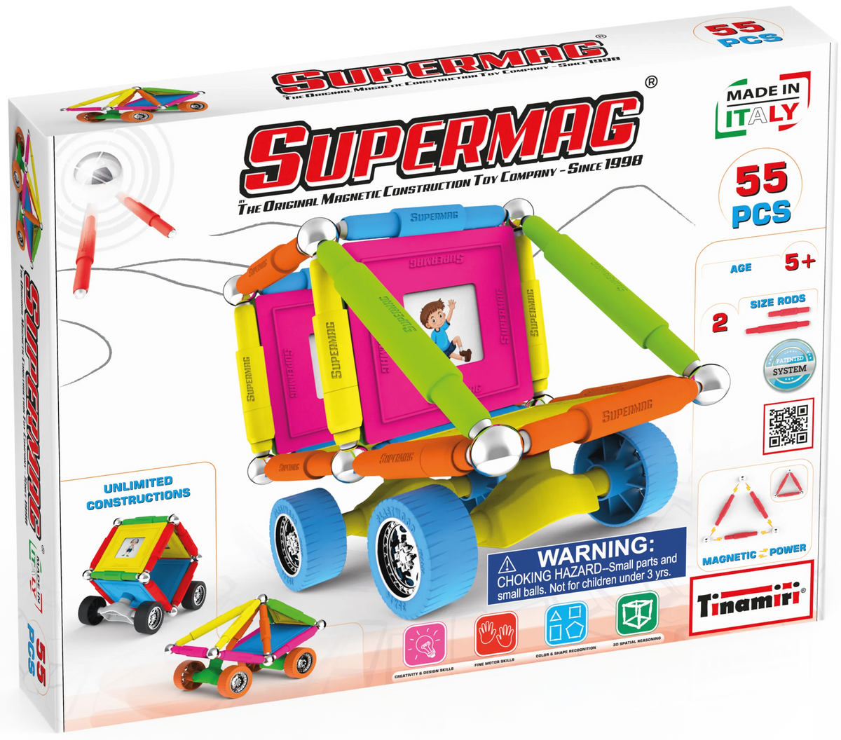Tinamiri Supermag Wheels Magnetic Building Set (55 pcs)