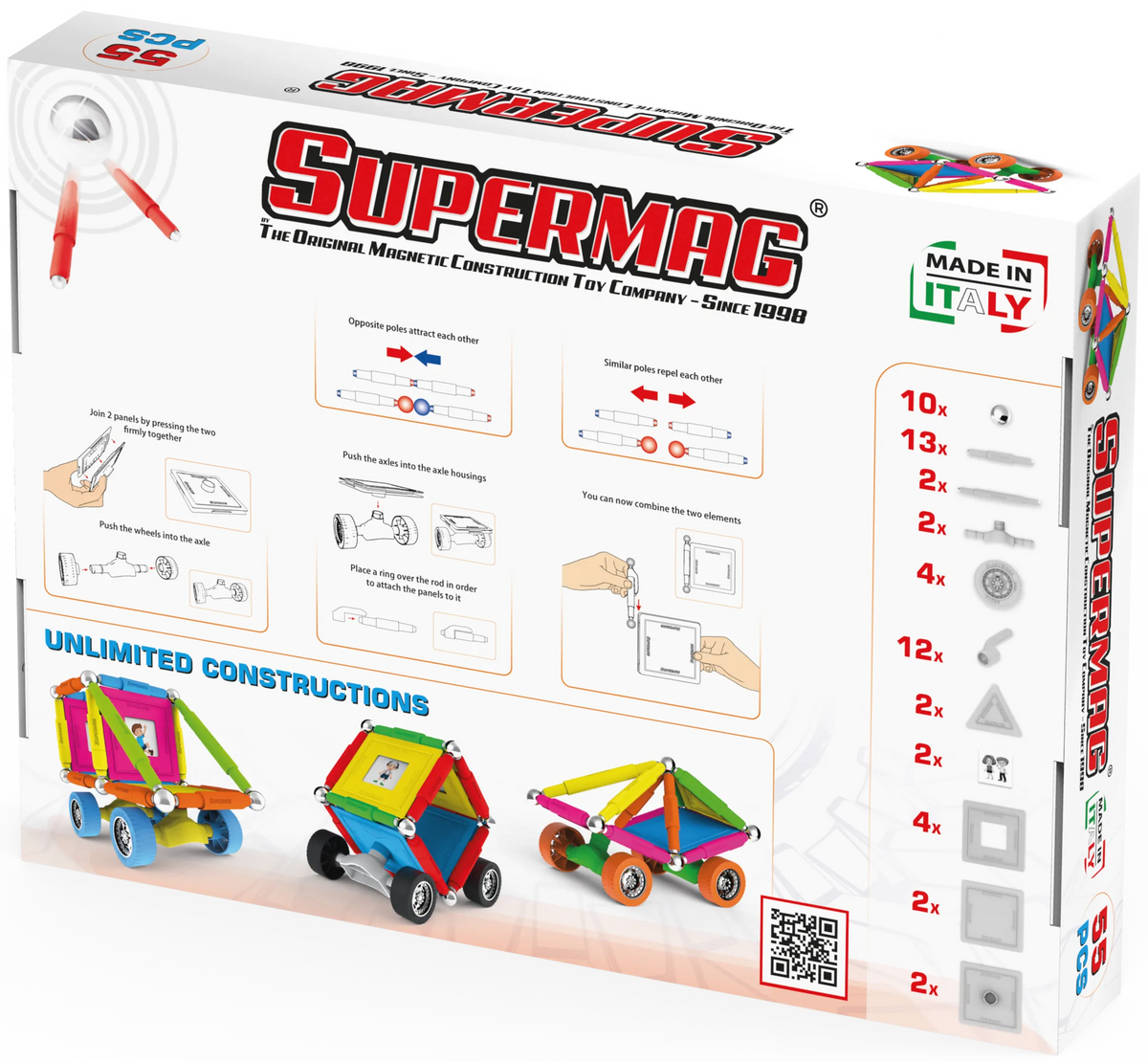 Tinamiri Supermag Wheels Magnetic Building Set (55 pcs)