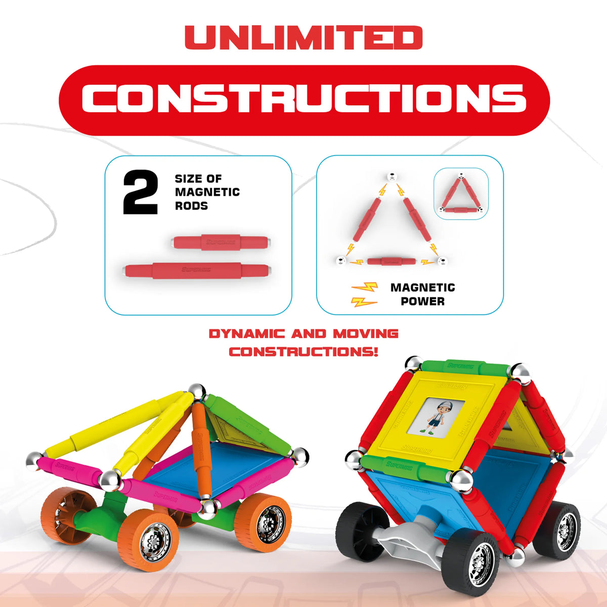 Tinamiri Supermag Wheels Magnetic Building Set (55 pcs)