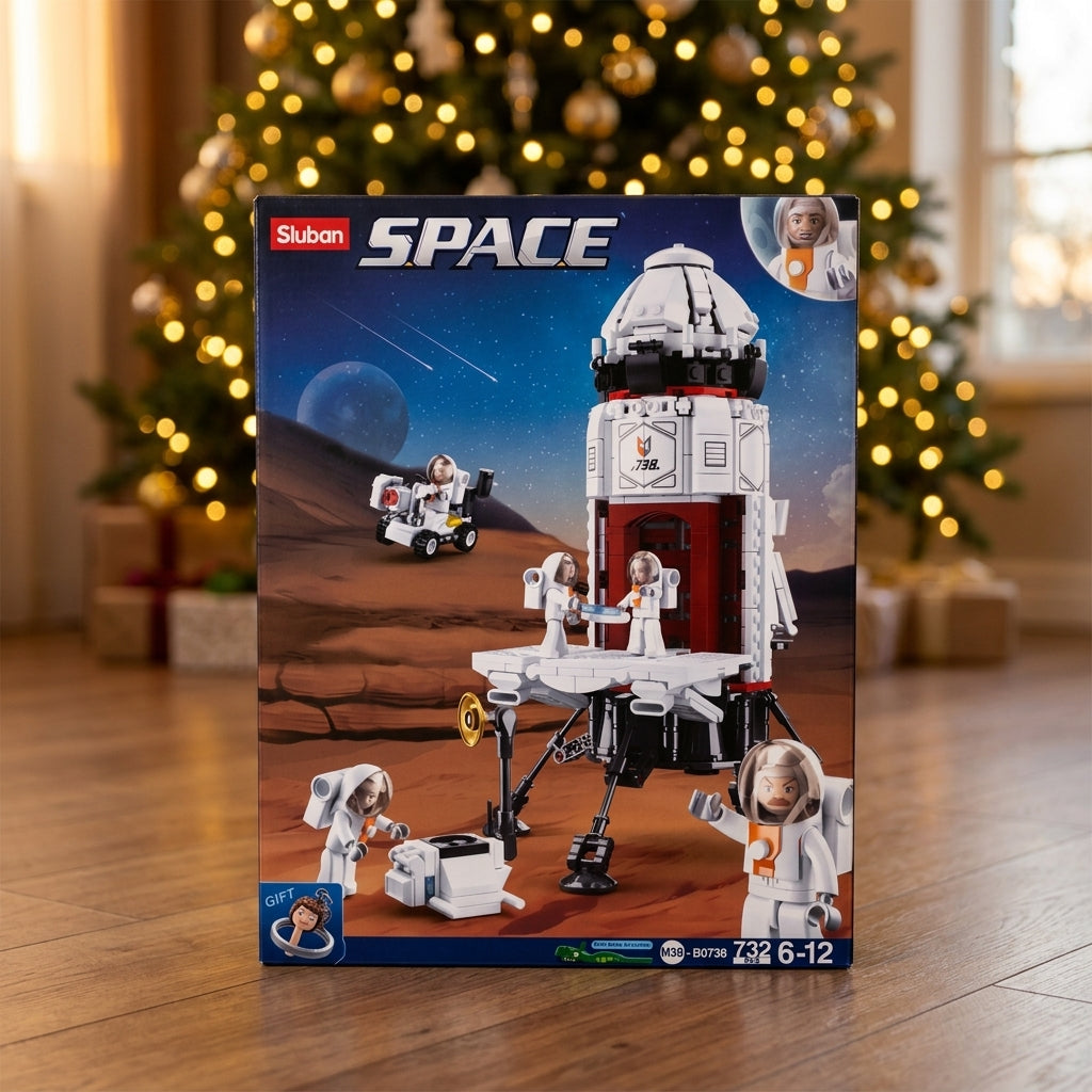 Space Rocket Base Building Brick Kit (733 pcs) – Christmas gift under the tree