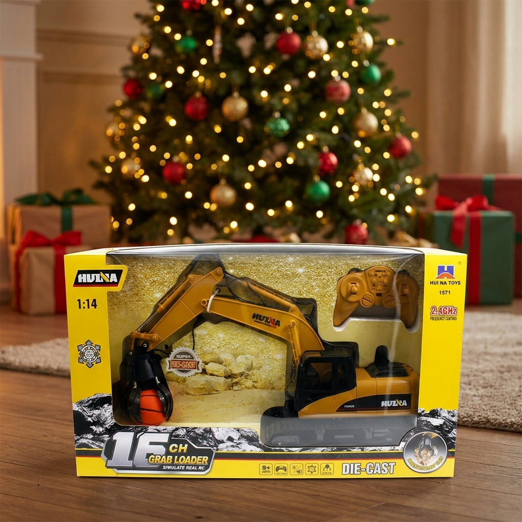 Huina 1571 RC Grab Loader Excavator (1:14 Scale) – Christmas gift under the tree